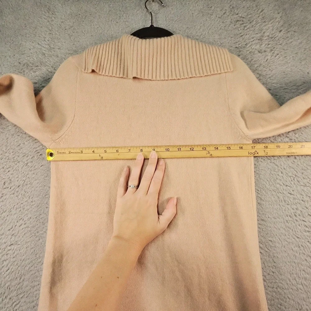 J Crew Sweater Womens M Pink Dream Asymmetrical Ruffle Zip Cashmere Wool Blend